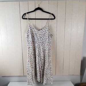 Floral Spaghetti-Strap Summer Dress - Cream with Multicolor Floral Print